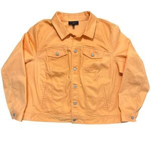 Talbot's Classic Denim Jacket Orange Size: 2X
